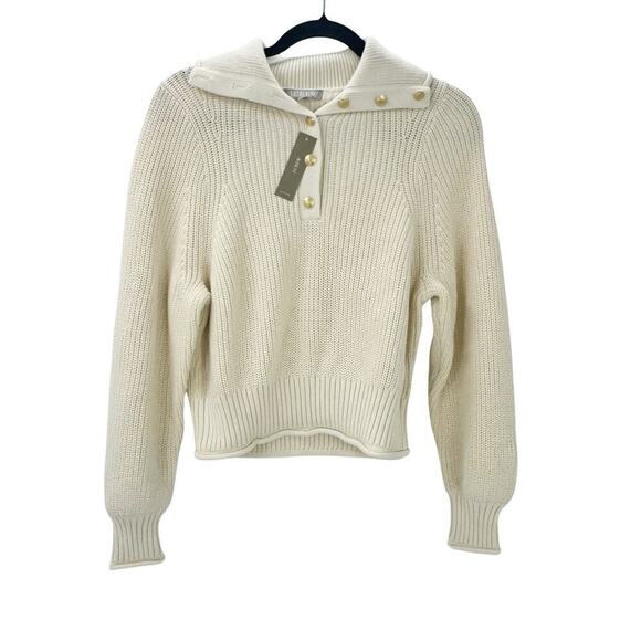 J. Crew Ribbed Cotton Button-Collar Sweater Long Sleeve Linen Size XS NWT - Picture 4 of 10